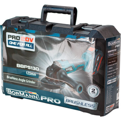 γωνιακός τροχός brushless, με μπαταρία 4.0Ah BBP5130 - PRO 20V -ONE FOR ALL BORMANN (πλήρες σετ με μπαταρία και φορτιστή)